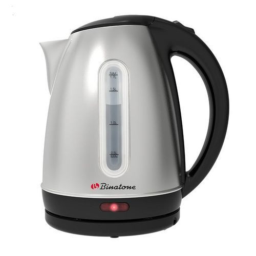 Binatone CEJ-1725 1.7L stainless steel electric water kettle with concealed heating element.