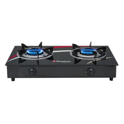 Binatone GGC-0002 2 Burner Glass Top Table Gas Cooker – Toughened Glass, Compact Design
