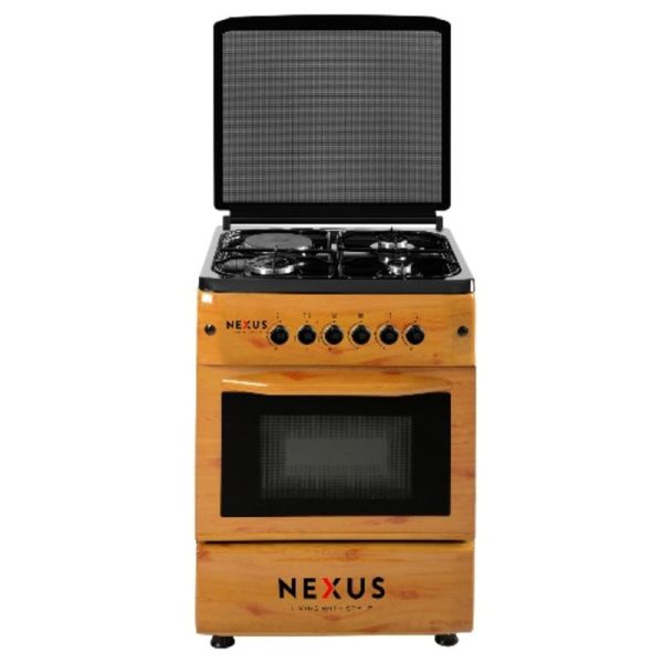 60x60 3 Gas + 1 Electric Gas Cooker  Nx-6004 -   Wooden Design