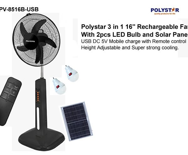 Polystar PV-8516B 3-in-1 Rechargeable Standing Fan