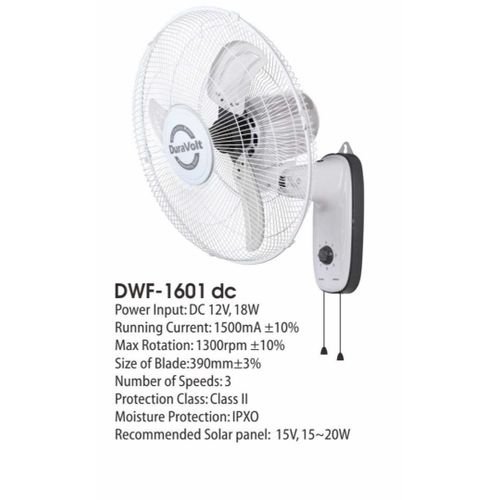 Duravolt 16" AC/DC (Non Rechargeable) wall Fan DWF-1601