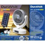Duravolt DRF-607b 7" Rechargeable Fan with Solar Panel & Bulb