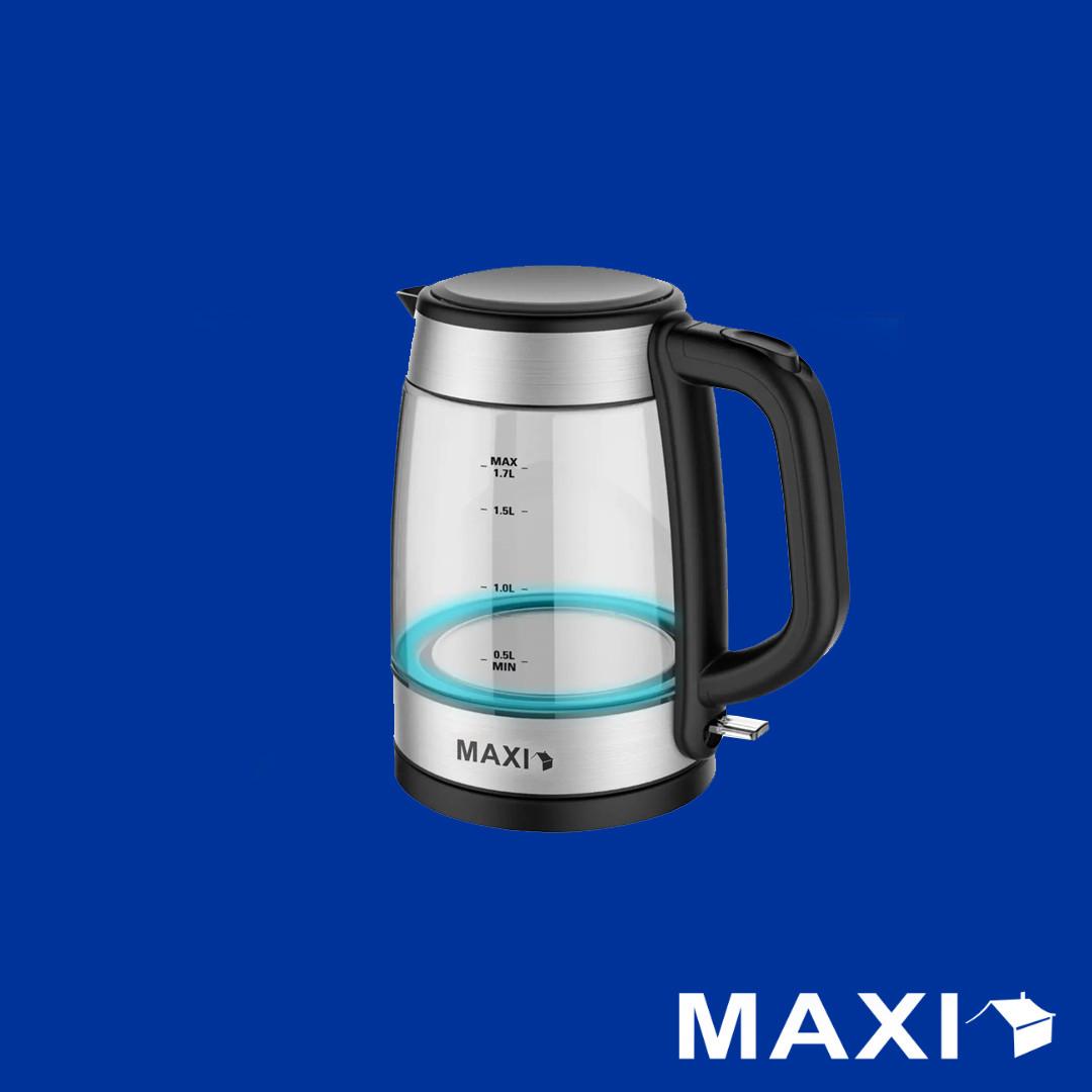 maxi-1.7L-glass-kettle-front.jpg Maxi 1.7L glass electric kettle with blue LED