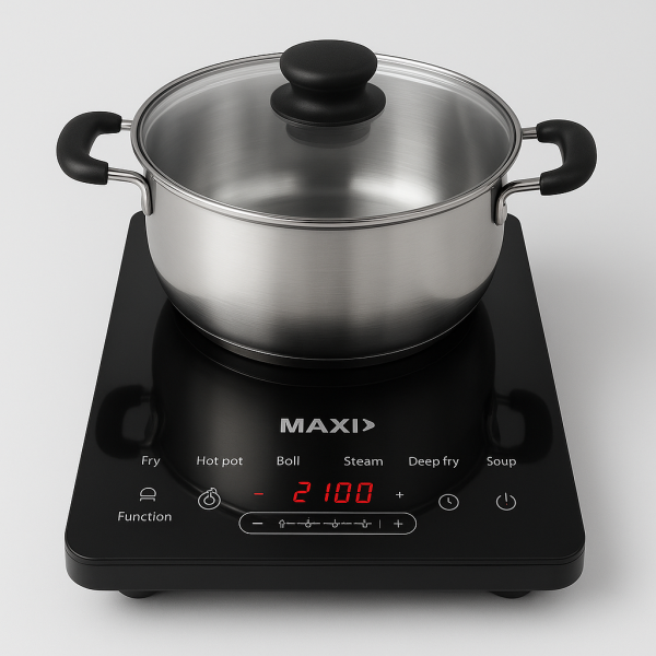 Maxi Induction Cooker C21-WT2103C with Transparent Glass Pot – 2100W Slim Design | PerfectMalls Nigeria
