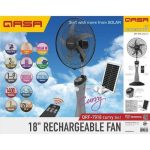 QASA 18-inch 3-in-1 Rechargeable Fan QRF-7918 Curvy with Solar Panel