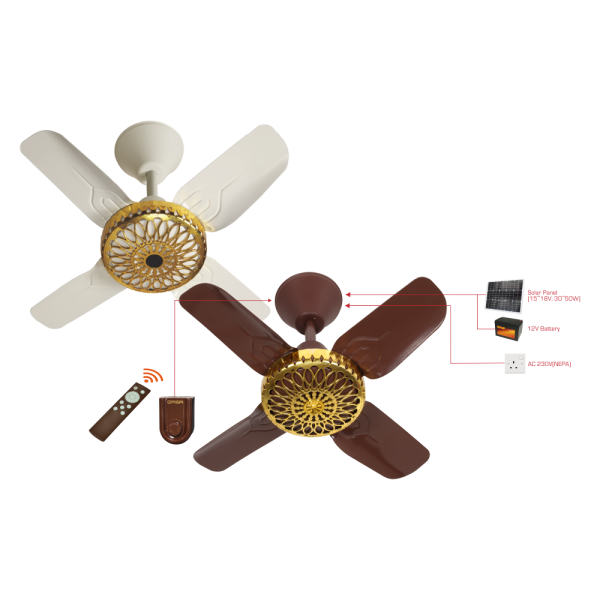 Qasa 24 Inch ACDC Ceiling Fan QCF-24 ACDC with Dual Power and Solar Option