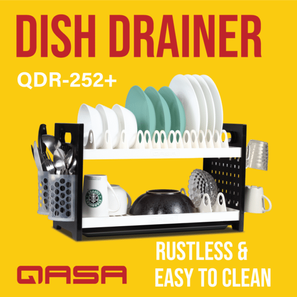 Qasa Dish Drainer QDR-252+ – Rustless ABS and PP Compact Kitchen Organizer