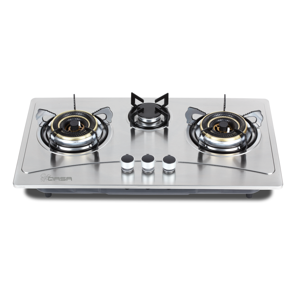 Qasa 3 Burner Stainless Gas Cooker QGC-3B Premium – Built-in and Table Top Gas Cooker