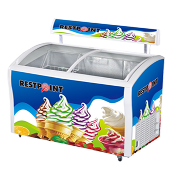 RestPoint RP-385SDC Ice Cream Showcase Freezer with Curved Safety Glass