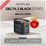 EcoFlow DELTA 2 Black 980Wh Portable Power Station with 500W Output