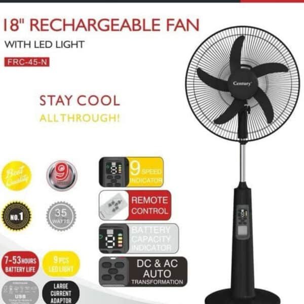 Century 18 Inch Rechargeable Fan FRC-45-N Nigeria