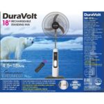 DuraVolt DRF-3918 Polar 18 Inch Rechargeable Standing Fan with Solar Charging, USB Ports, LED Light and Remote Control